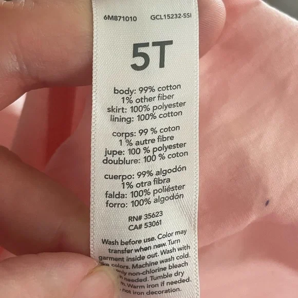 Oshkosh B’Gosh girls chambray button down tulle skirt short sleeve dress 5T pink - Picture 5 of 7